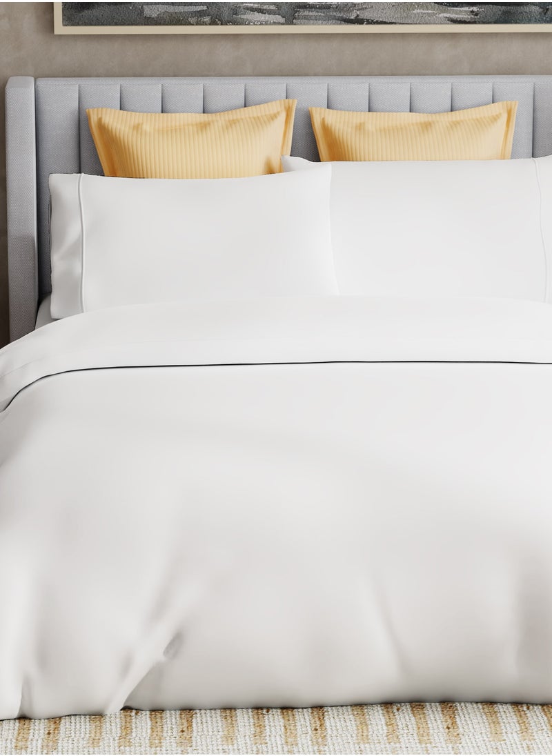 Solid 1 Duvet Cover + 1 Pillow Cover Single Cotton White 200x135cm