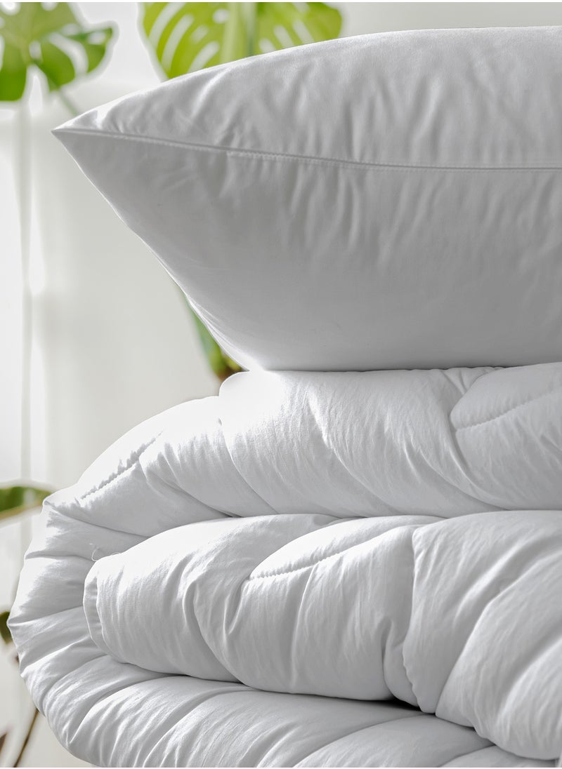 Solid 1 Duvet Cover + 1 Pillow Cover Single Cotton White 200x135cm