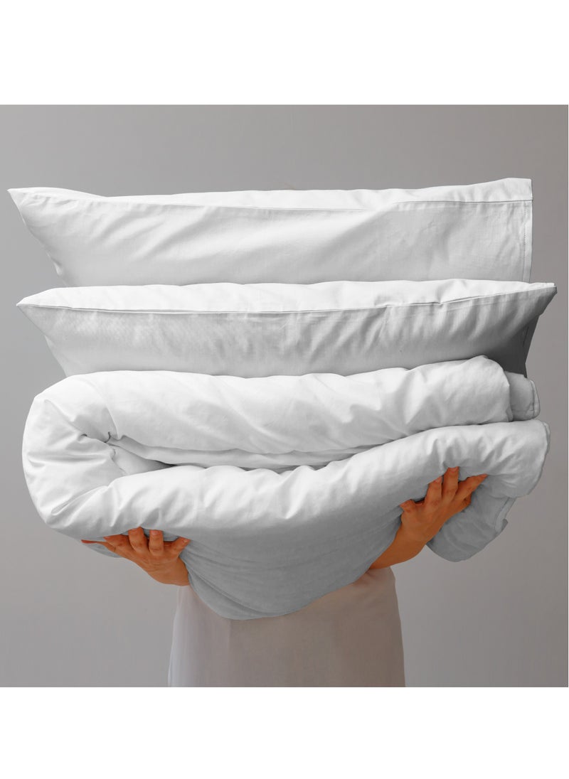 Solid 1 Duvet Cover + 1 Pillow Cover Single Cotton White 200x135cm