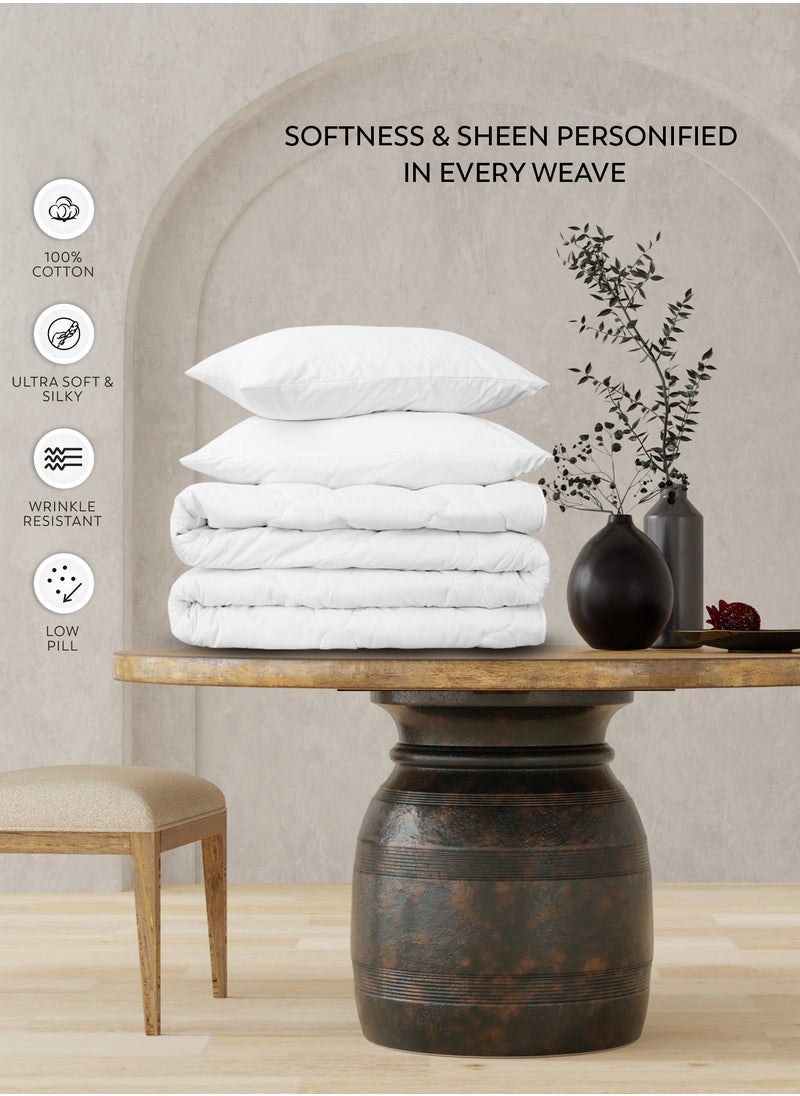 Solid 1 Duvet Cover + 1 Pillow Cover Single Cotton White 200x135cm