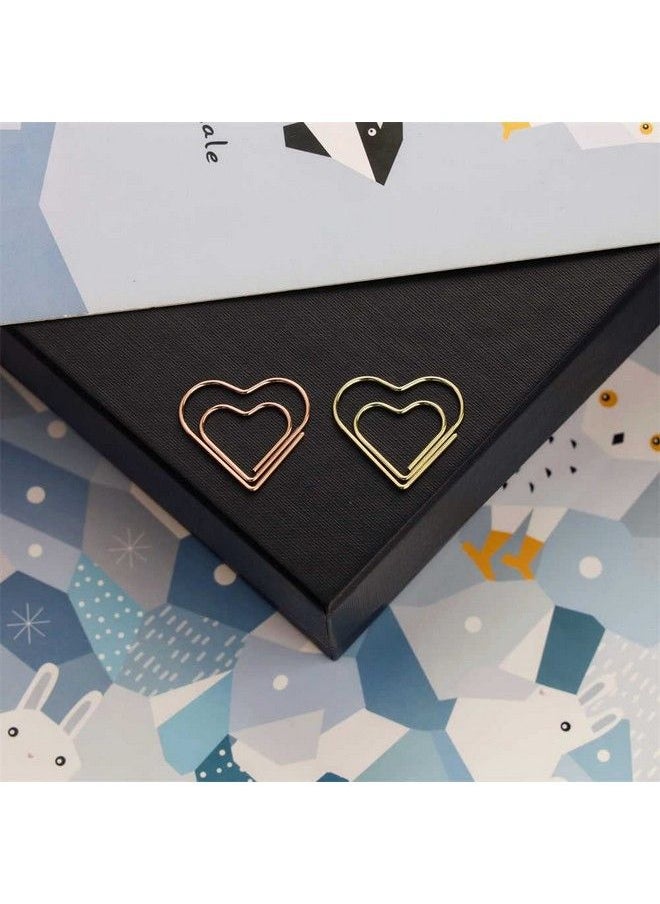OWLFAVO - Heart Shape 20Pcs Paper Clips With Clear Box Rose Gold And Yellow Gold Funny Cute Paperclips Bookmarks Planner Clips For Fun Office Supplies School Gifts Wedding Decoration - Image 1