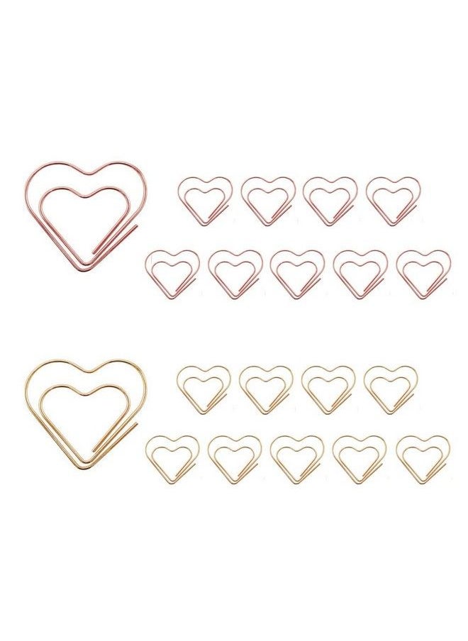 OWLFAVO - Heart Shape 20Pcs Paper Clips With Clear Box Rose Gold And Yellow Gold Funny Cute Paperclips Bookmarks Planner Clips For Fun Office Supplies School Gifts Wedding Decoration - Image 1