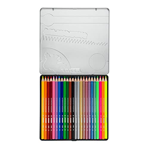 Jolly Supersticks Premium European Metallic and Neon Colored Pencils with Tin Carrying Case; Set of 24; Perfect for Adult and Kids Coloring - Image 2
