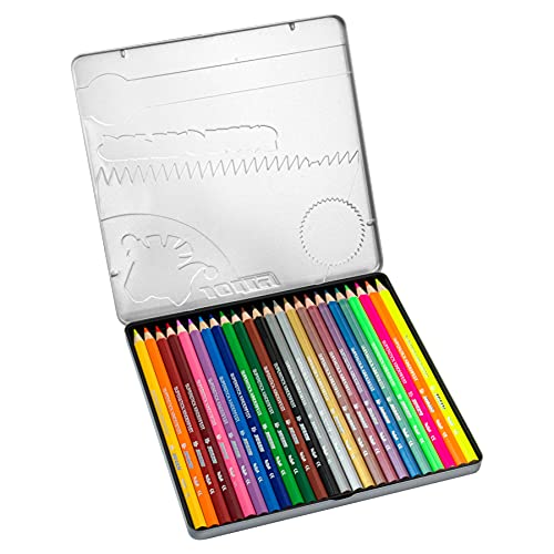 Jolly Supersticks Premium European Metallic and Neon Colored Pencils with Tin Carrying Case; Set of 24; Perfect for Adult and Kids Coloring - Image 3
