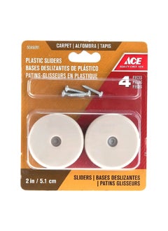 ACE 4-Piece Heavy-Duty Sturdy High-Quality Precision Screw-On Plastic Sliders Kit Off White 5.1 cm 5045091  - Image 1