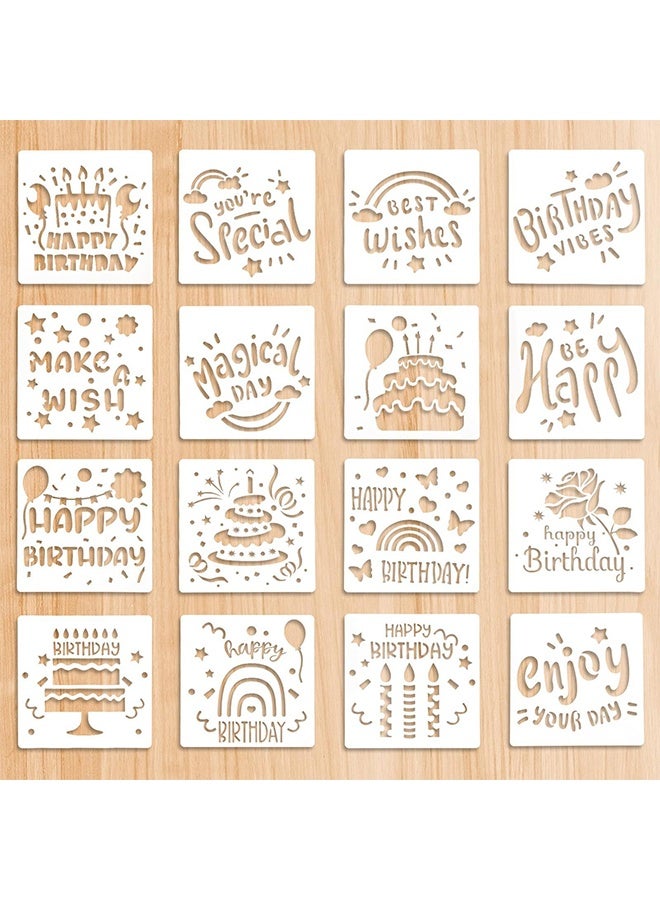 16 قطعة من قوالب عيد الميلاد للكيك، قياس 5.9x5.9 بوصة، قوالب رسم عيد الميلاد، قوالب كيك عيد الميلاد القابلة لإعادة الاستخدام، قوالب عيد الميلاد للرسم - Image 1