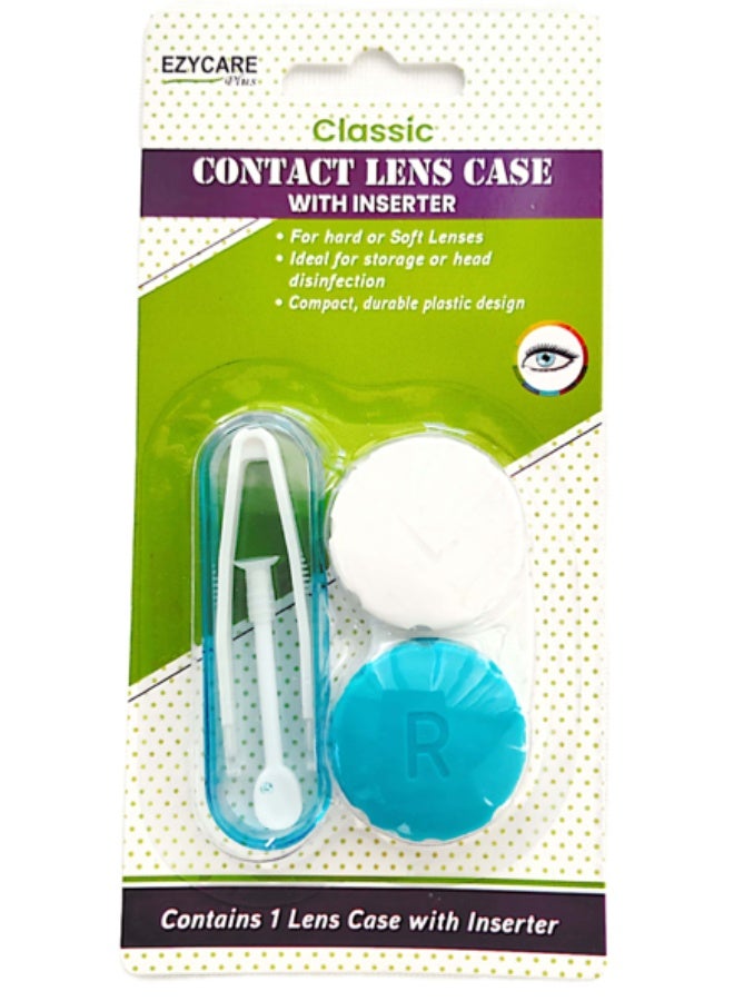 Ezycare Classic Contact Lens Case With Inserter (Blue) - Image 1