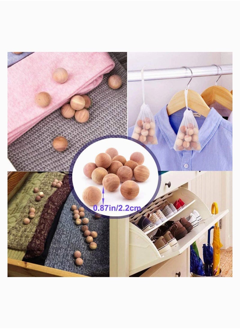 Cedar Balls, Natural Aromatic Red Cedar Wooden Moth Balls Anti Moth Freshener  Deodoriser for Wardrobes Clothes Storage Drawer Wardrobe Freshener Accessories with 5 Satin Bags (30Pcs) - Image 5