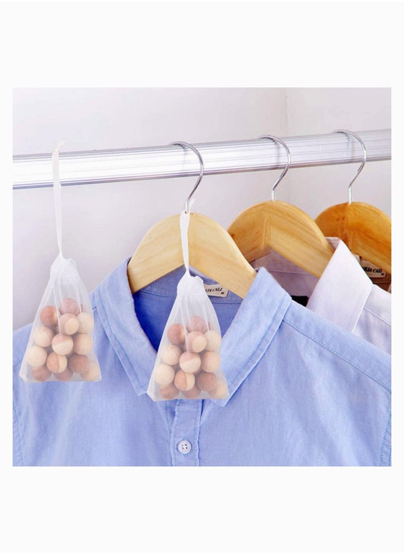 Cedar Balls, Natural Aromatic Red Cedar Wooden Moth Balls Anti Moth Freshener  Deodoriser for Wardrobes Clothes Storage Drawer Wardrobe Freshener Accessories with 5 Satin Bags (30Pcs) - Image 4