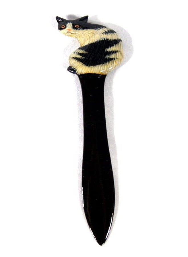 Lx Hand Painted Black & White Cat Letter Opener - Image 1