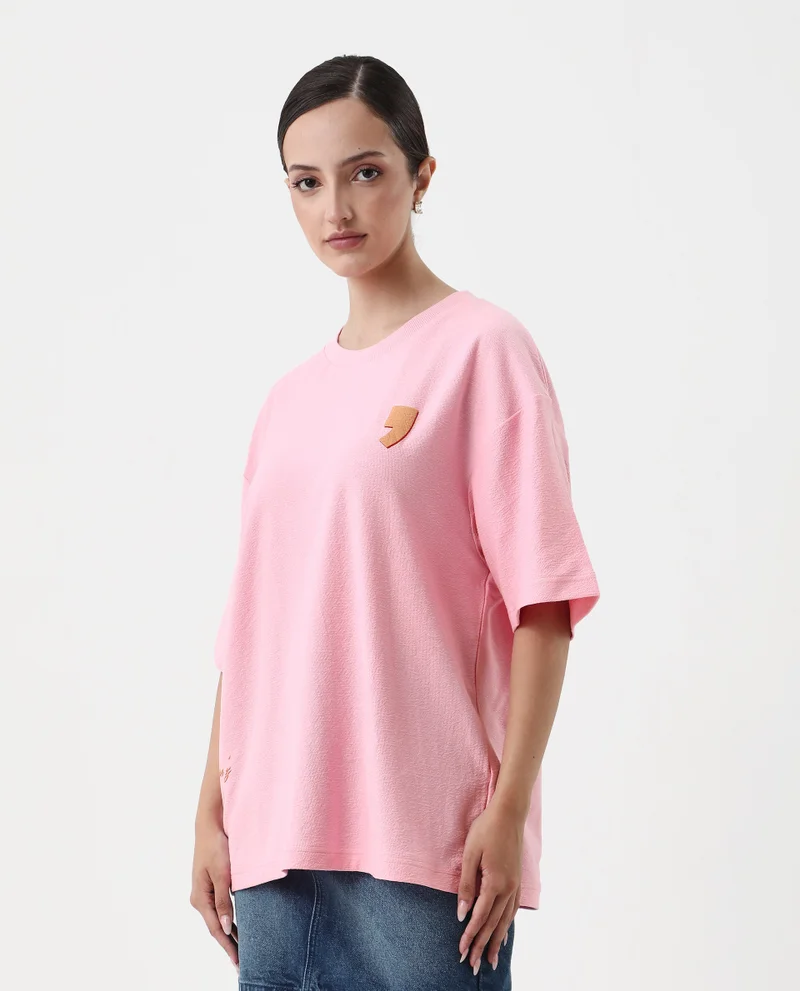 Rareism Women's Oversized T-Shirt With Back Graphic Print