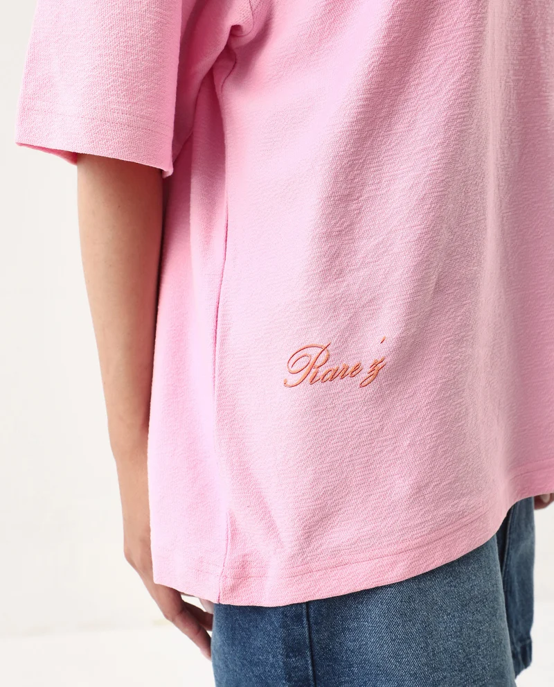 Rareism Women's Oversized T-Shirt With Back Graphic Print