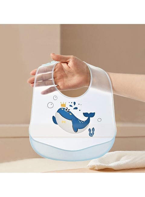 Waterproof  Reusable Silicone Baby Bibs 2 Pack  Drool  Food Catcher Pocket for Easy Cleaning