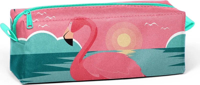 CORAL HIGH Green Coral Flamingo Pencil Case