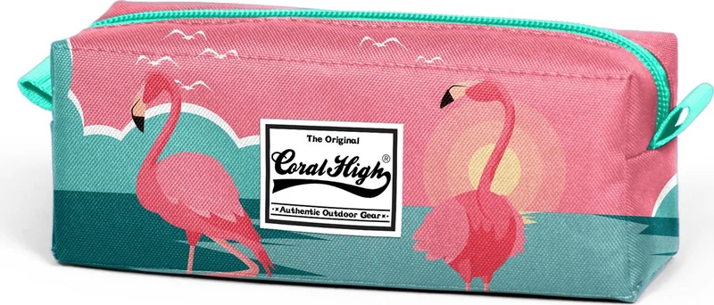 CORAL HIGH Green Coral Flamingo Pencil Case