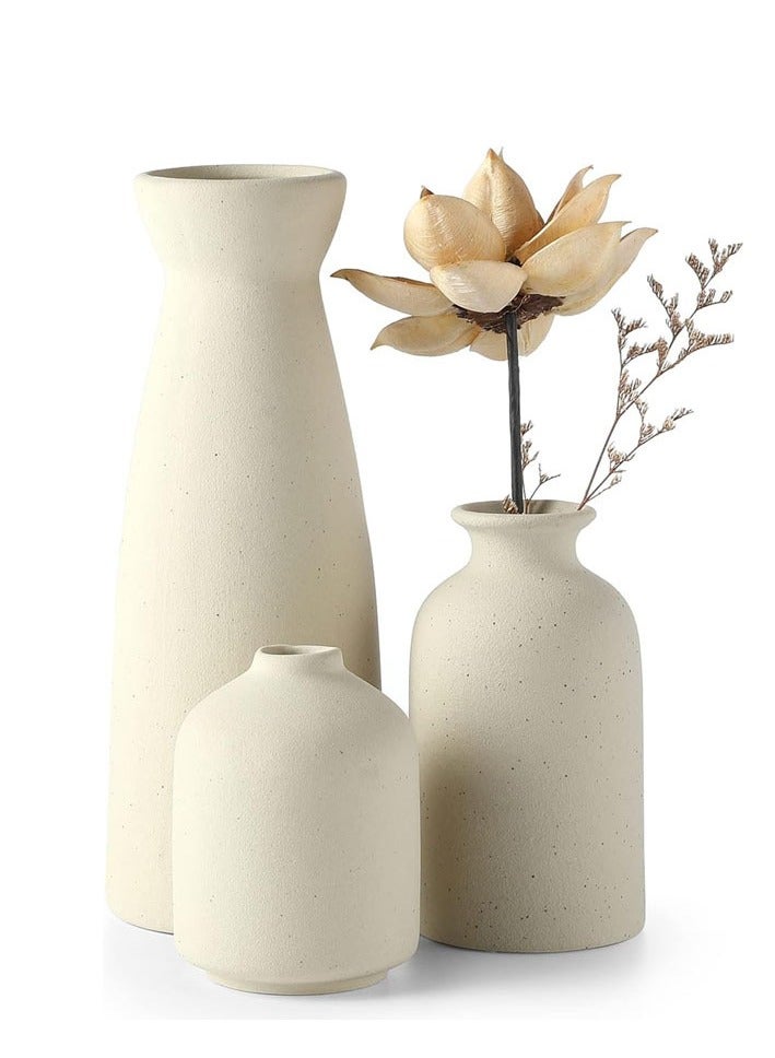Ceramic vase Set-3 Small Flower vases for Decor Modern Home Decor Vases for Decor Pampas Grass Vase Dried Flowers Vases Living Room Table Shelf Centerpieces Decoration  - Image 1