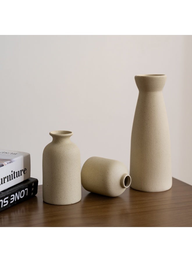 Ceramic vase Set-3 Small Flower vases for Decor Modern Home Decor Vases for Decor Pampas Grass Vase Dried Flowers Vases Living Room Table Shelf Centerpieces Decoration  - Image 5