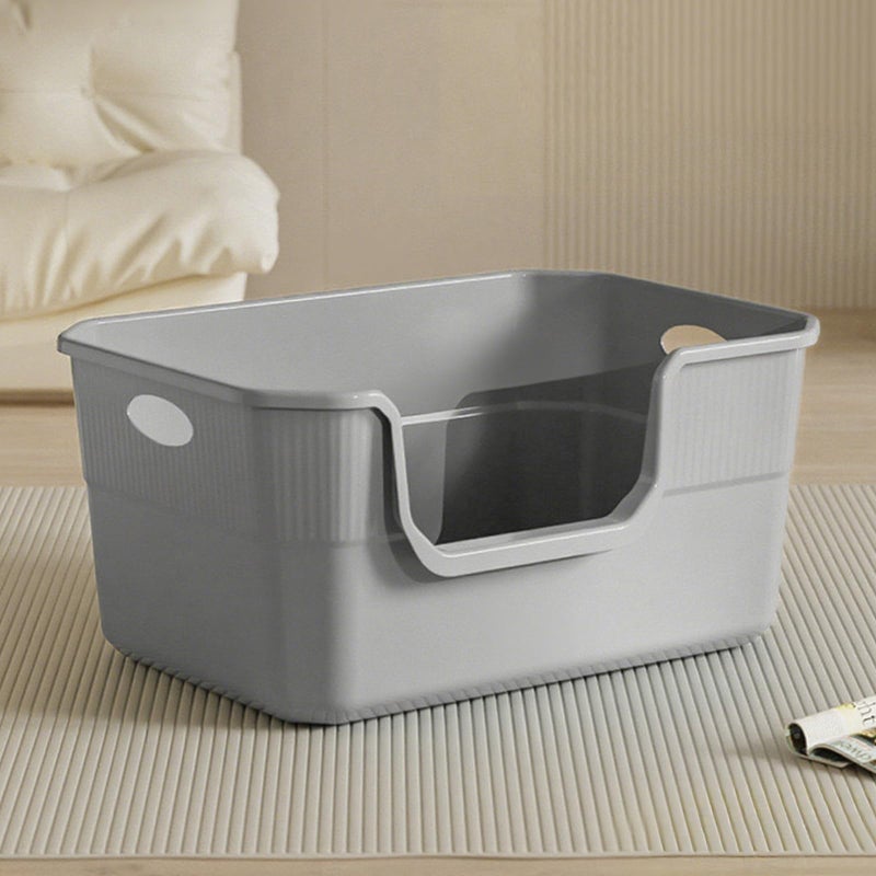 LoopTime Large Cat Litter Box with High Sides,Low Entry Cat Litter Pan Tray Kitty Litter Box for Indoor Big & Senior Cats,Anti-Splashing Waterproof Cat Toilet,Tool-Free Assembly,Easy to Clean (Grey) - Image 1