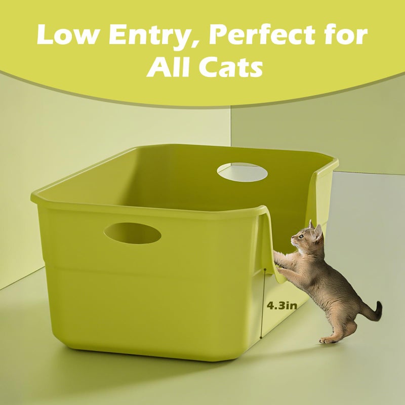 LoopTime Large Cat Litter Box with High Sides,Low Entry Cat Litter Pan Tray Kitty Litter Box for Indoor Big & Senior Cats,Anti-Splashing Waterproof Cat Toilet,Tool-Free Assembly,Easy to Clean (Grey) - Image 3