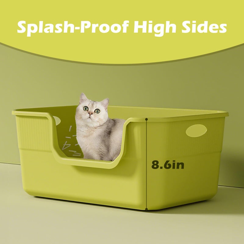 LoopTime Large Cat Litter Box with High Sides,Low Entry Cat Litter Pan Tray Kitty Litter Box for Indoor Big & Senior Cats,Anti-Splashing Waterproof Cat Toilet,Tool-Free Assembly,Easy to Clean (Grey) - Image 2