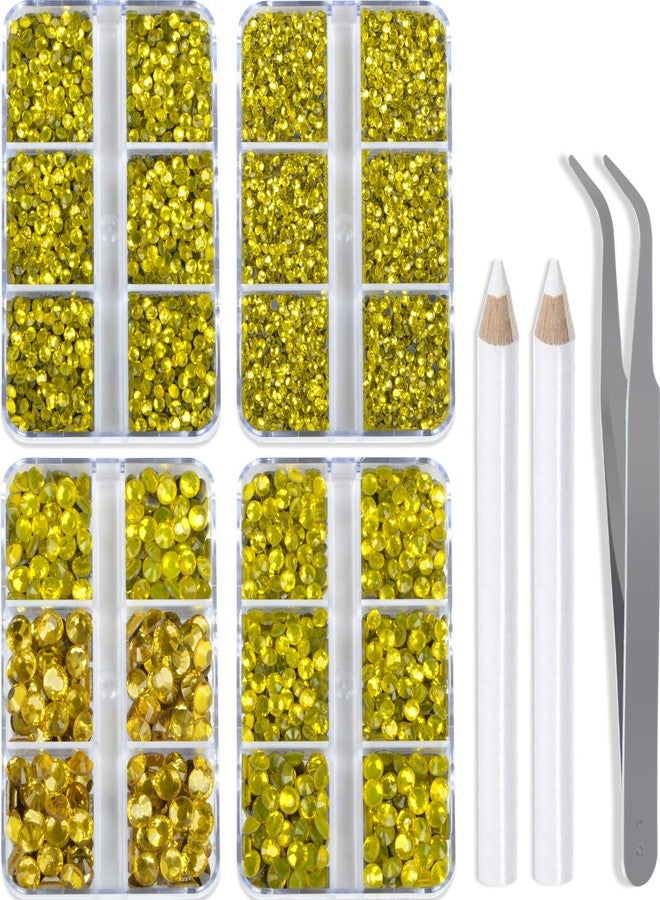 QOGIR 10000 Pieces 5 Mixed Size Citrine Hotfix Rhinestones for Crafts Clothes Nail Art with Tweezers and Picking Rhinestones Pencil - Image 1