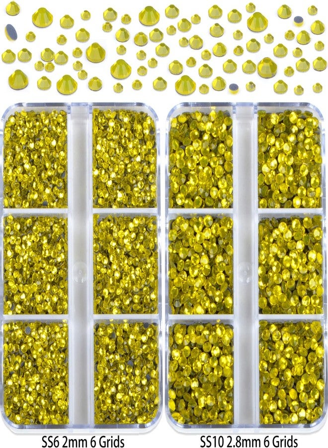 QOGIR 10000 Pieces 5 Mixed Size Citrine Hotfix Rhinestones for Crafts Clothes Nail Art with Tweezers and Picking Rhinestones Pencil - Image 3