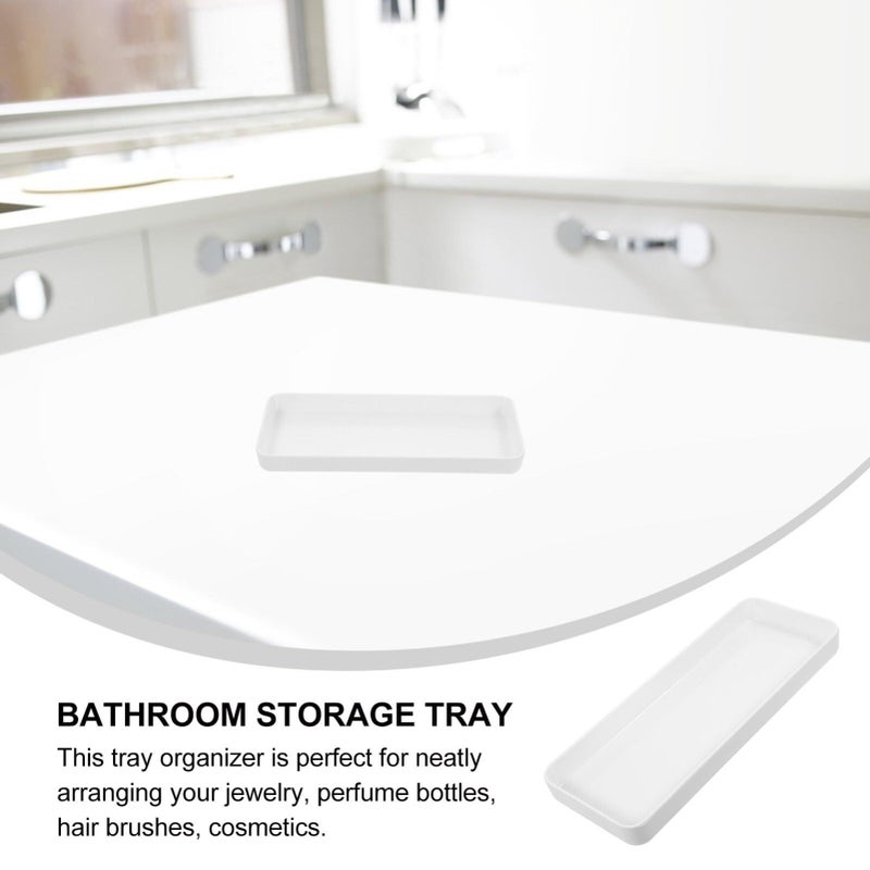 White Vanity Tray For Bathroom Countertop Jewelry Holder And Organizer - Image 3