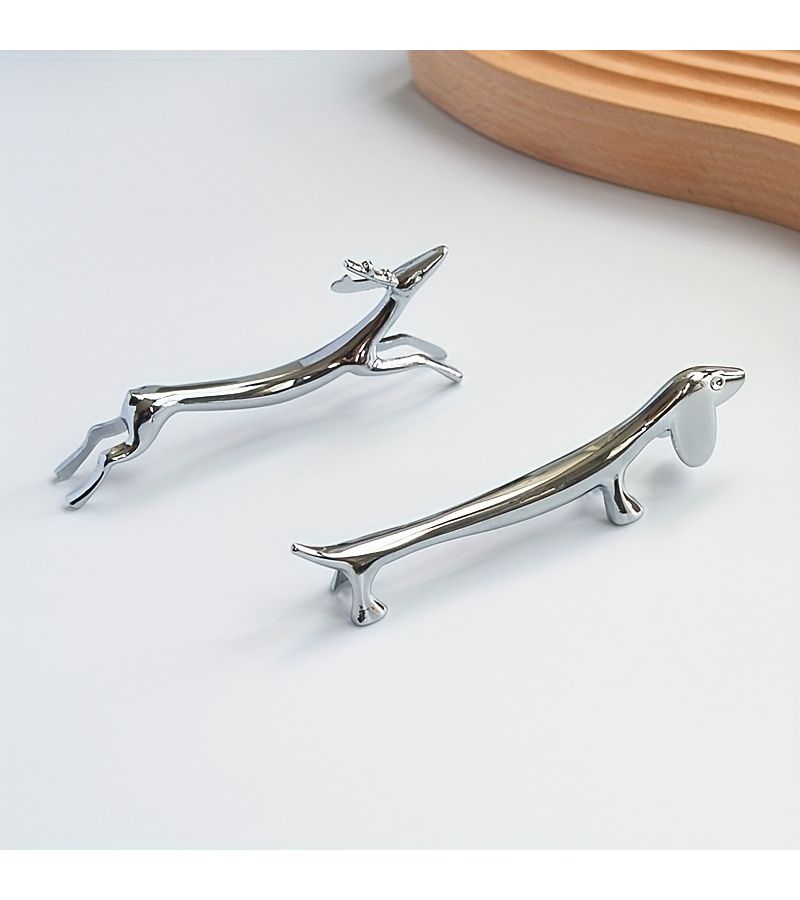 Silvery Stainless Steel Dachshund Utensil Holder Set 4pcs Kitchen Chopstick Rest Fork and Spoon Accessories - Image 3