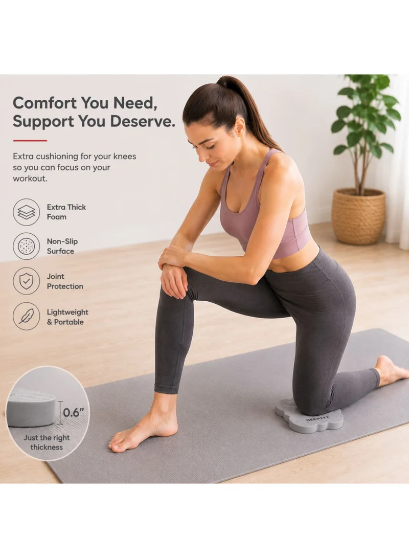 DEEPFIT DEEPFIT Yoga Knee Pad, Extra Thick Knee Cushion for Women & Men, Non-Slip Exercise Pad for Knees, Elbows & Wrists, Yoga, Pilates, Stretching, Floor Workout Fitness & Joint Protection, Gray