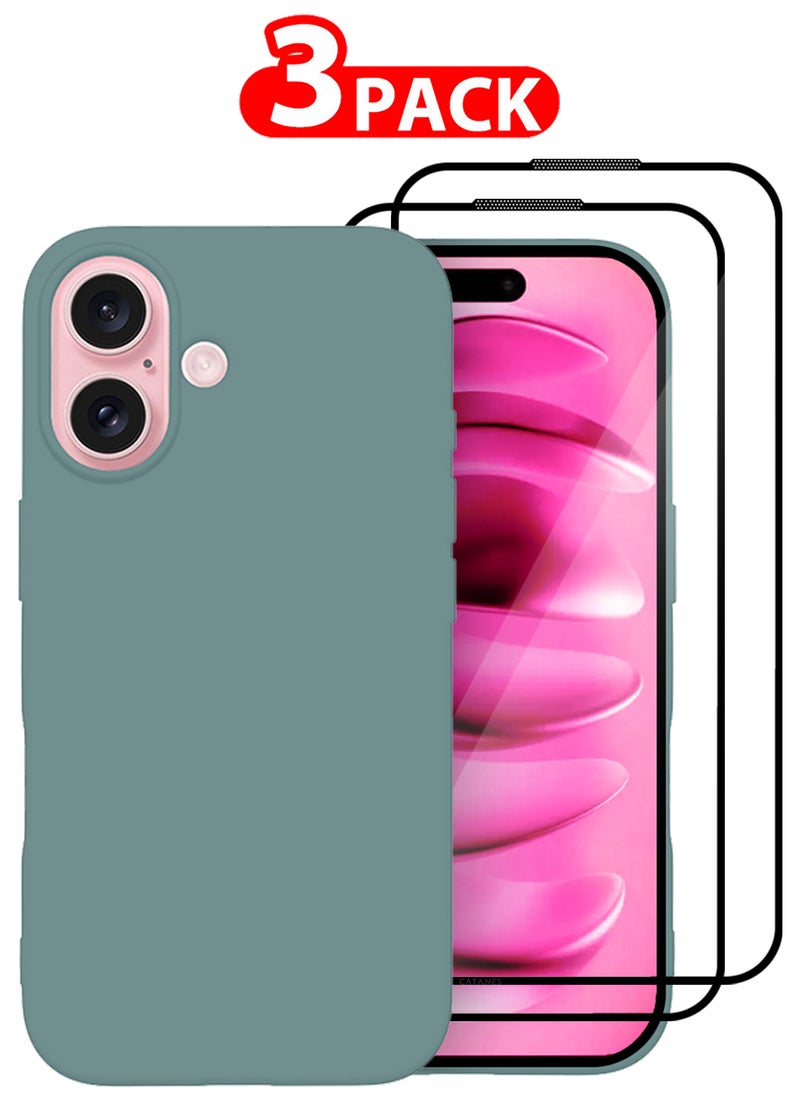 CATANES (for iPhone 16) 3 Pack Case and 2 Screen Protectors, Slim Silicone Case, Full Covered Anti Scratch Shockproof Protective Cover  - Image 1