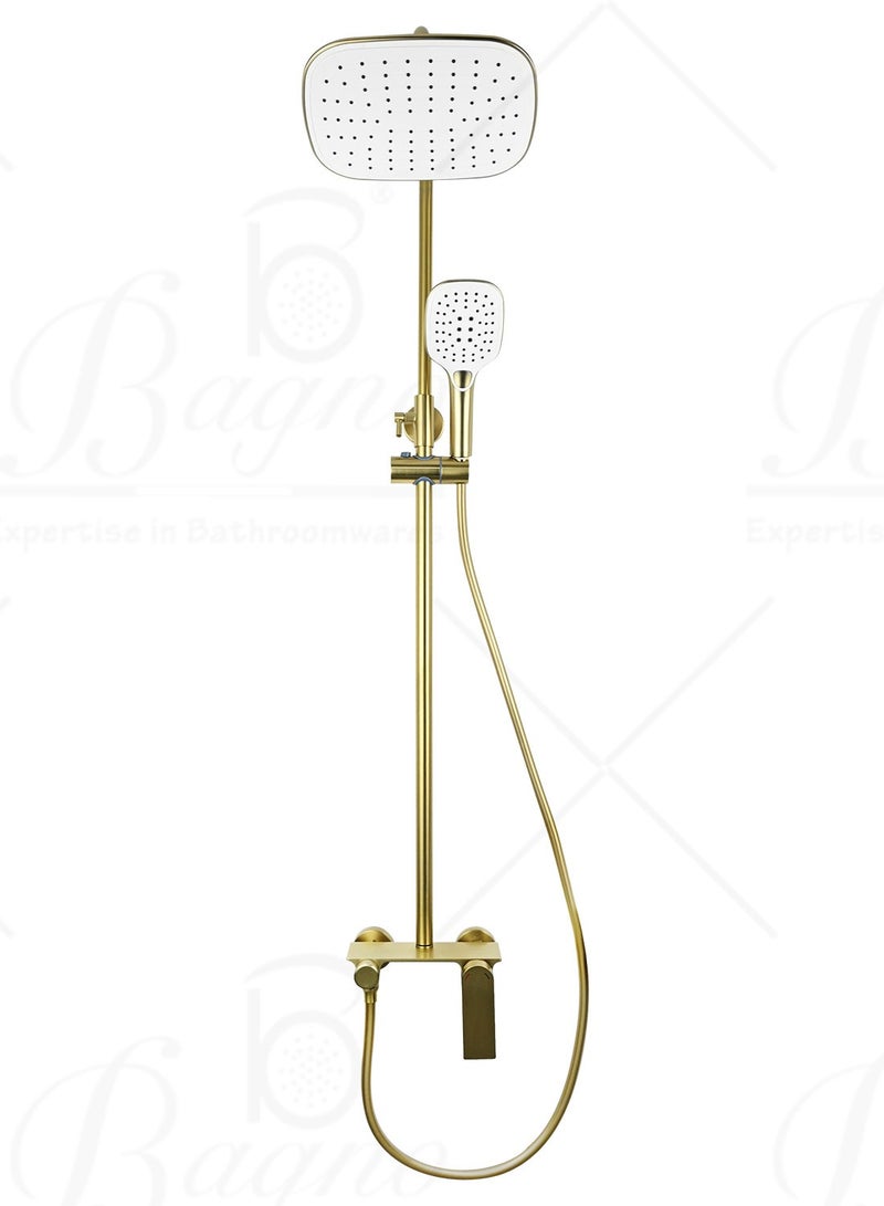 B BAGNO complete shower system fixture 3403-2 matt gold full brass, adjustable shower height and hand shower - Image 1