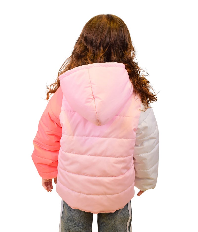 بونچو جاكيت بناتي مقاوم للماء بوليستر بأكمام طويلة مع كاب مدمج - متعدد الألوان - Image 4