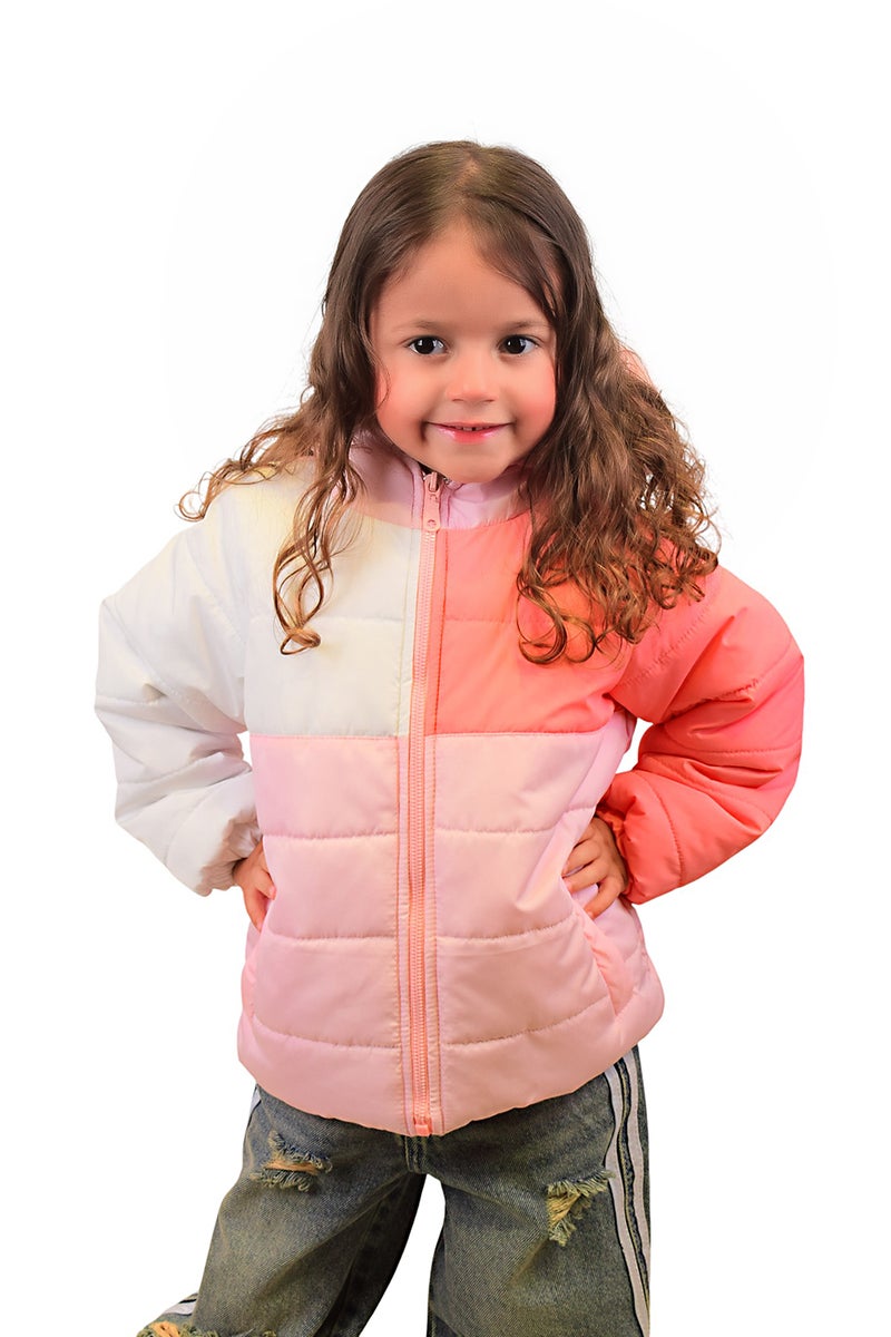 بونچو جاكيت بناتي مقاوم للماء بوليستر بأكمام طويلة مع كاب مدمج - متعدد الألوان - Image 1