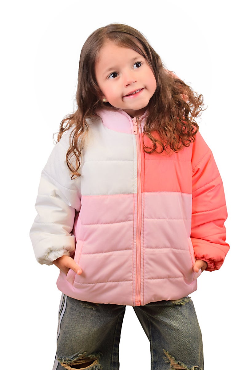 بونچو جاكيت بناتي مقاوم للماء بوليستر بأكمام طويلة مع كاب مدمج - متعدد الألوان - Image 5