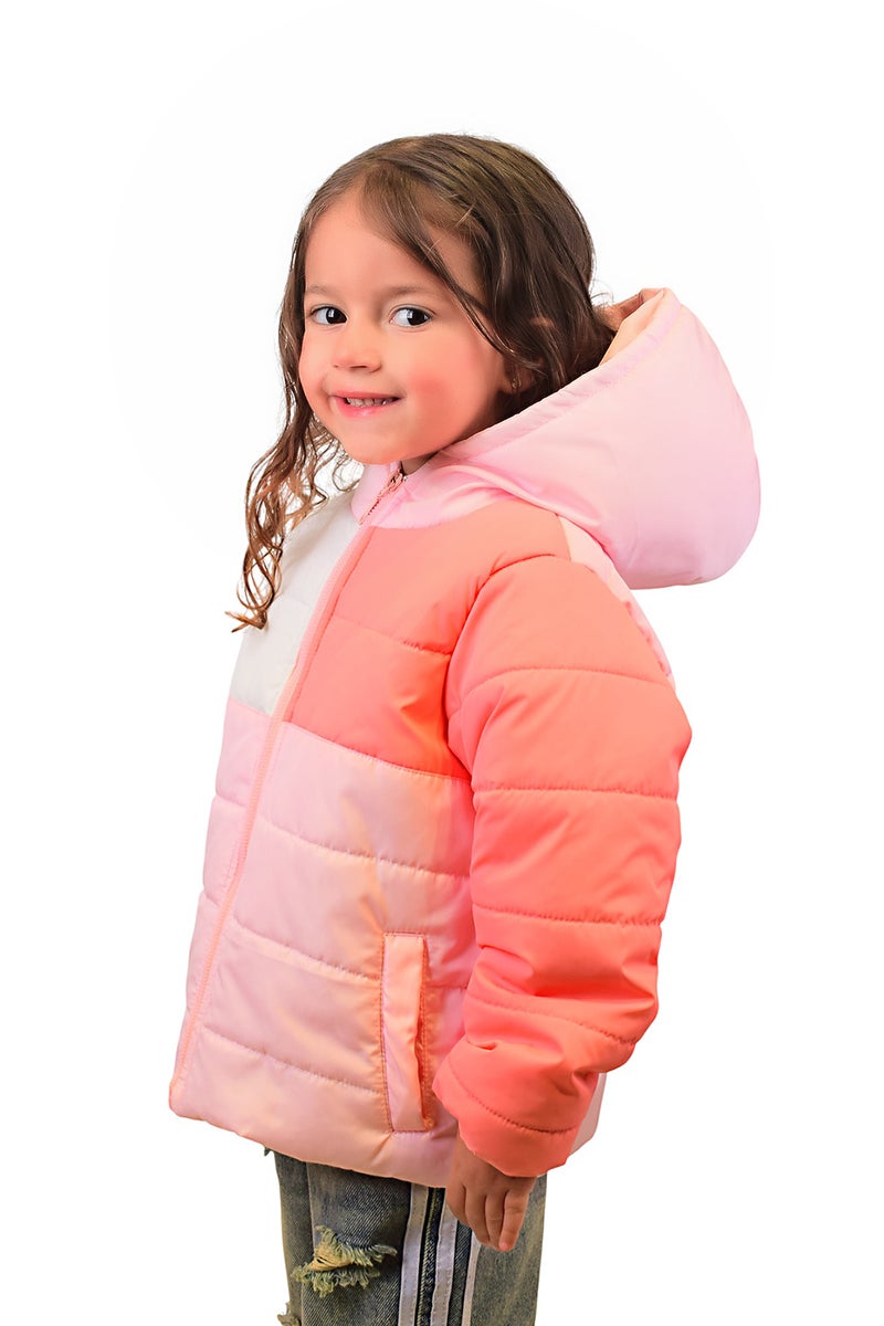 بونچو جاكيت بناتي مقاوم للماء بوليستر بأكمام طويلة مع كاب مدمج - متعدد الألوان - Image 3