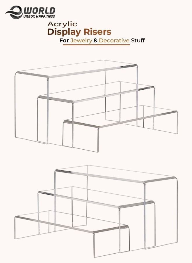 Eworld 6 Pack clear Acrylic Display Riser forjewelry and Decorative stuff - Image 1