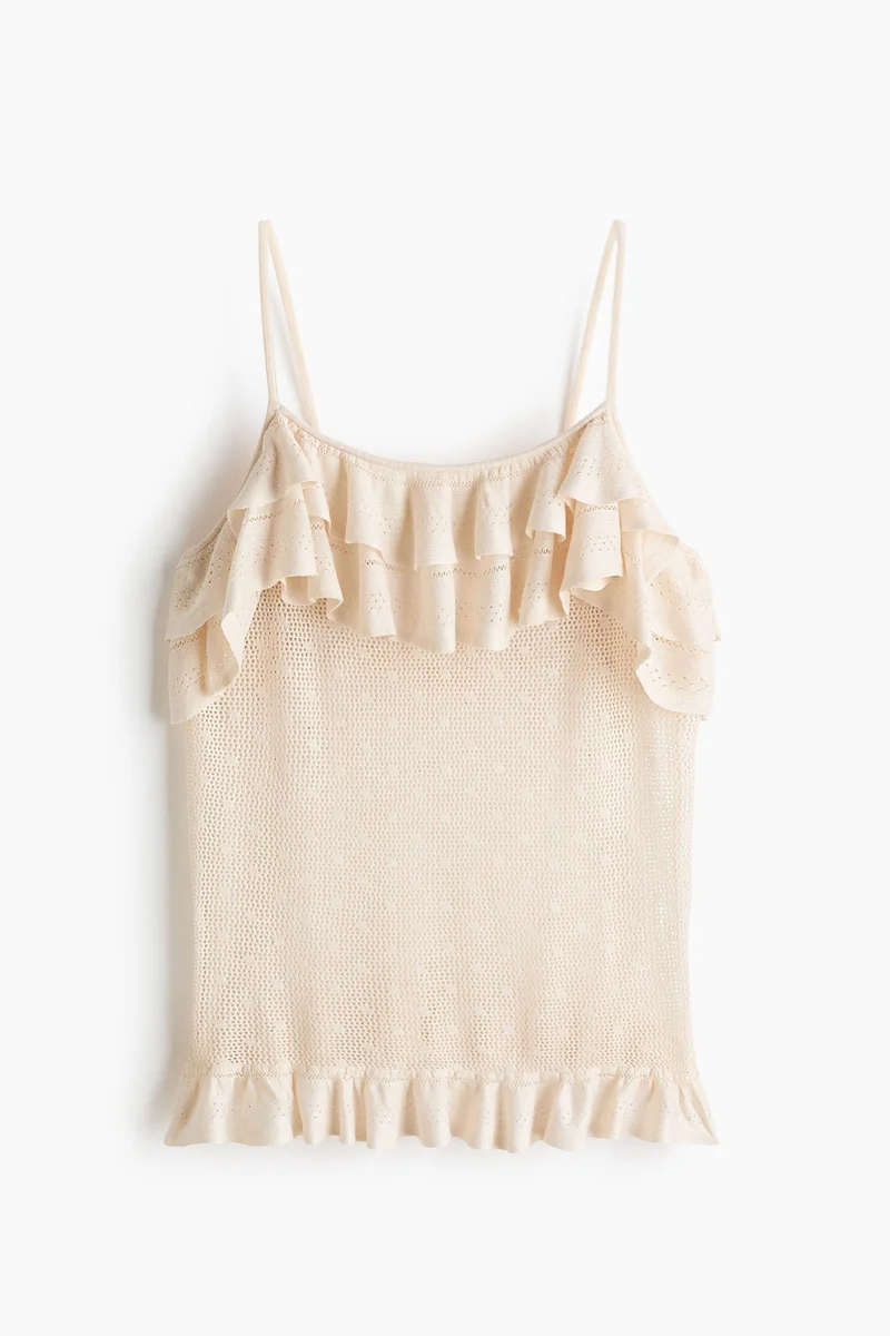 H&M Flounced pointelle-knit top