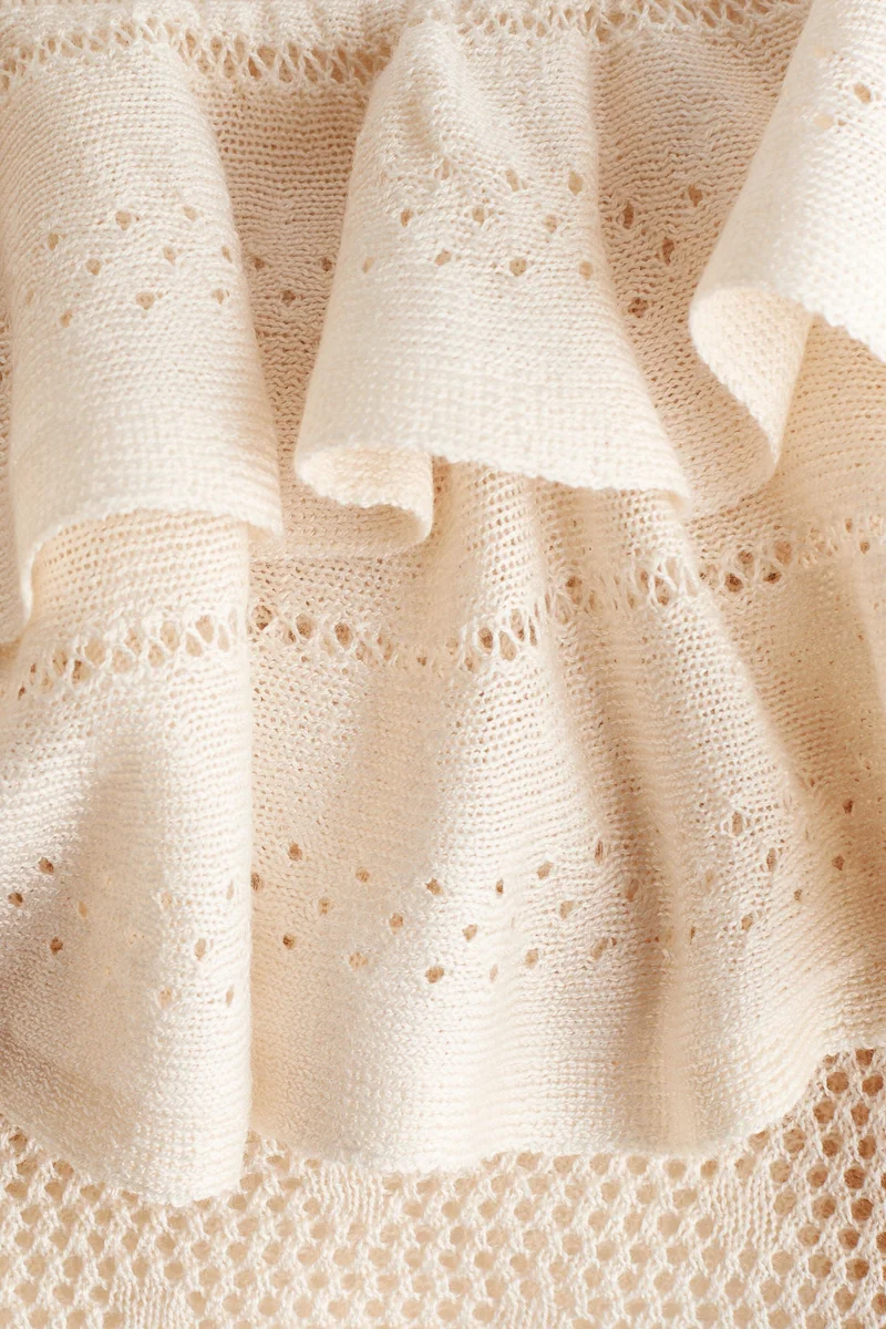 H&M Flounced pointelle-knit top