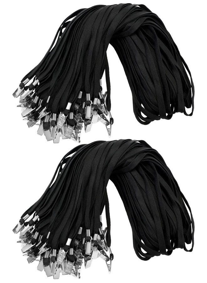 Marspark 200 Pieces Black Lanyards Clips Bulk Lanyards For Id Name Badge Holder Lanyards Flat With Swivel Hook For Office School - Image 1