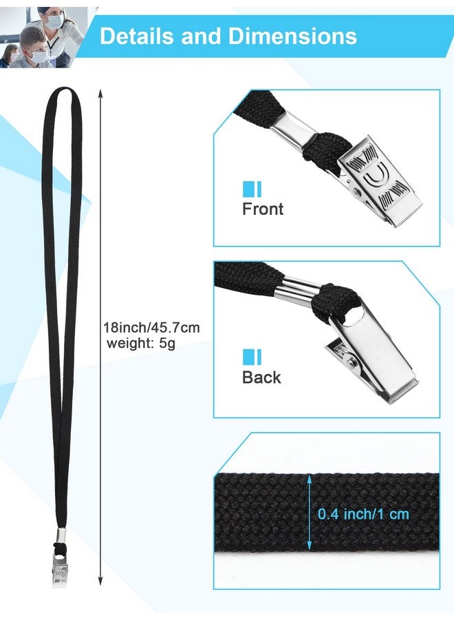 Marspark 200 Pieces Black Lanyards Clips Bulk Lanyards For Id Name Badge Holder Lanyards Flat With Swivel Hook For Office School - Image 2