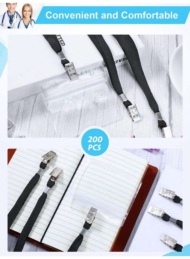 Marspark 200 Pieces Black Lanyards Clips Bulk Lanyards For Id Name Badge Holder Lanyards Flat With Swivel Hook For Office School - Image 4