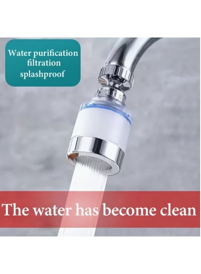 Faucet Water Filter with 2 Replacement Cartridges – 360° Rotatable Design with Anti-Splash Controlled Flow Main filter + 2 extra filters