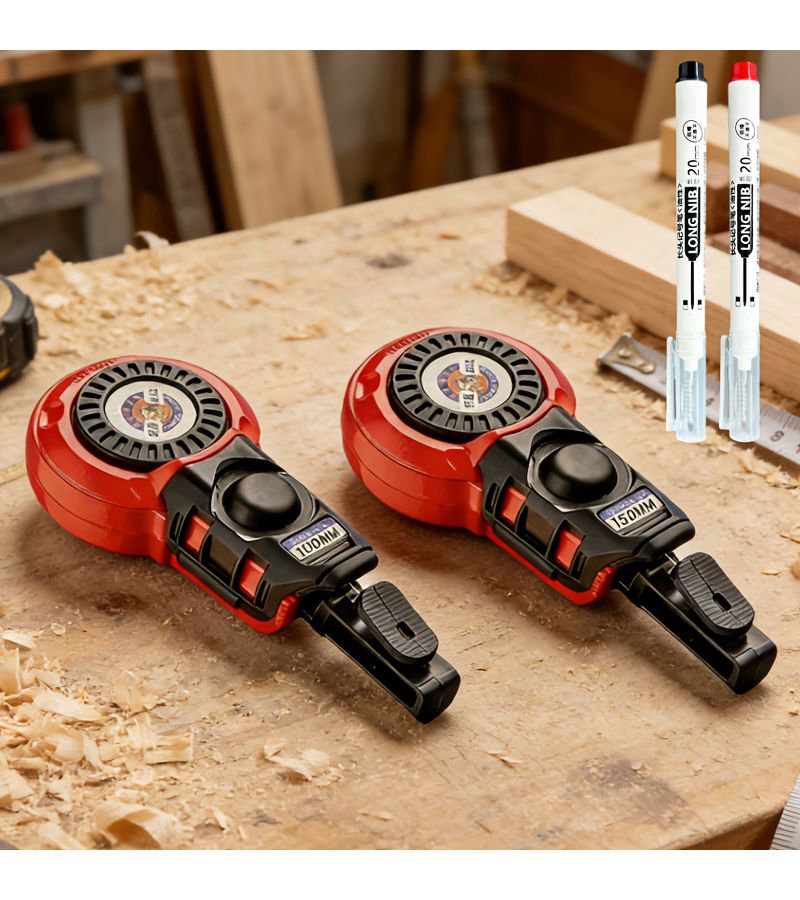 Automatic lnk Marker Scriber Set with Black Deep-Hole Marker and Red Deep-Hole Marker, Versatile Adjustable Marking Tool for Woodworking Tiling Flooring - Image 1