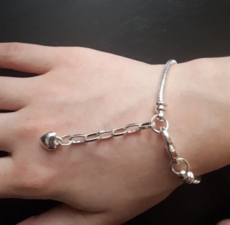 Yeshan 5pcs Women Silver Plated Snake Chain Charm Bracelet Starter with Classic Bead Lobster Clasp Fits All Chamilia Troll Biagi Beads,6.7inch - Image 2