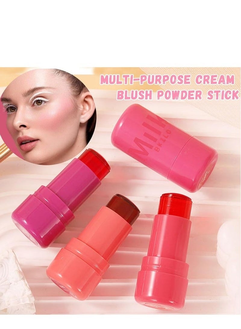 Milk Pack of 4 Milk Jelly Blush Stick, Multi Jelly Tint Blush Stick, Milk Jelly Tint Blush Stick, Lip Tint Stain, Long Lasting Multi Use Makeup Blush Stick, Milk Jelly Blush Tint for Lips Cheek - Image 3