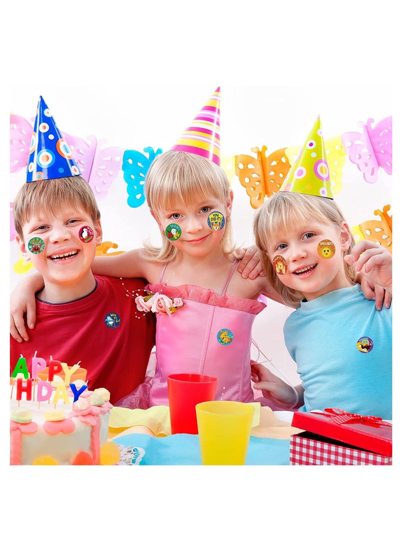 ECVV 1000Pcs Reward Stickers for Teachers Incentive Stickers Supplies for Classroom Motivational Stickers Classwork Award Stickers Kids School Training Encouraging Round Cute Cartoon Design-2 Roll - Image 3