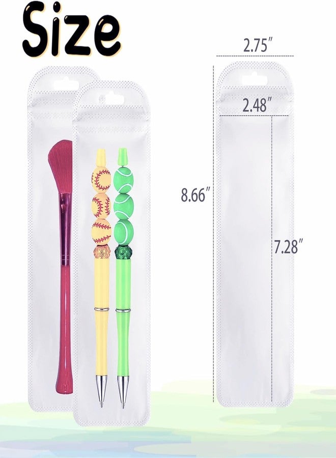 BOBECI 100Pcs Resealable Beadable Pen Packaging Bags,Clear Pen Pouch Bags Great for Focal Bead Pen Small Business Office Home Party Favor Food Storage Cookies Sample Jewelry Snack (2.75x8.66inch) - Image 3