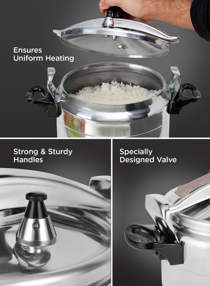 ديلكاسا قدر ضغط ألومنيوم سعة 9 لتر مزود بجهاز أمان متعدد ومؤشر ضغط فريد، هيكل متين من سبائك الألومنيوم مع مقابض قوية فضي - Image 5