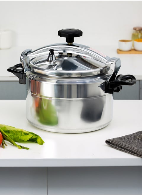 9 Liter Aluminum Pressure Cooker Equipped With Multi Safety Device And Unique Pressure Indicator Durable Aluminum Alloy Construction With Firm Handles Silver