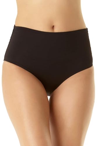 Anne Cole womens High Waist Fold Over Shirred Swimsuit Bikini Bottoms, Live in Color White, Large US - Image 2